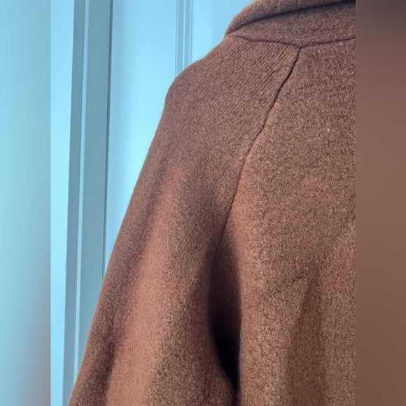 NWT ZARA TURNED UP CUFF KNIT COAT Brown Size M - Picture 8 of 14